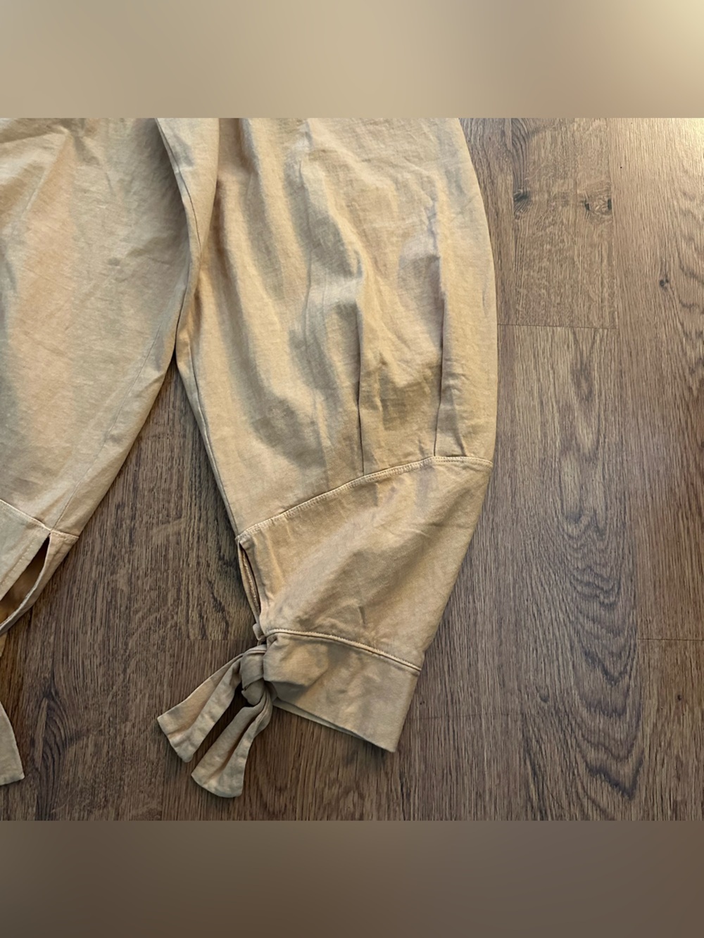 Free people Beach Tan Tie-Hem baggy loose Pants size XS elastic waist - Picture 2 of 7
